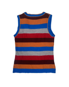 Y2K XSIDE Button-Front Mixed Stripe Knit Top - Large