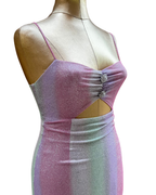 Pomelo Pastel Glitter Cut-Out Mini Dress - Small