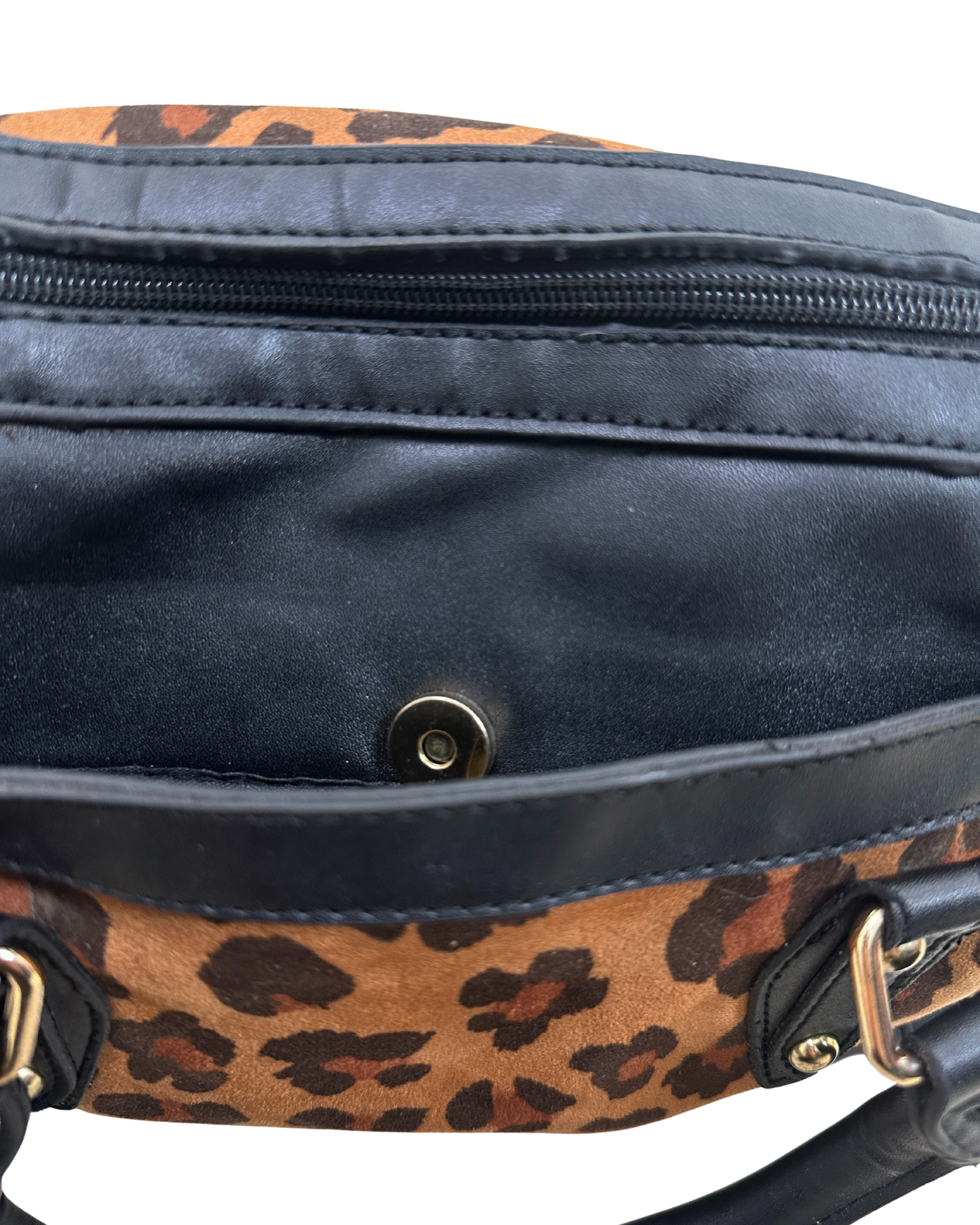 Vintage Leopard Print Medium Boston Handbag