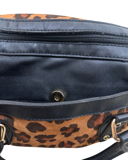 Vintage Leopard Print Medium Boston Handbag