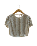 Tulle Sheer Sequinned & Beaded Open Back Crop Top