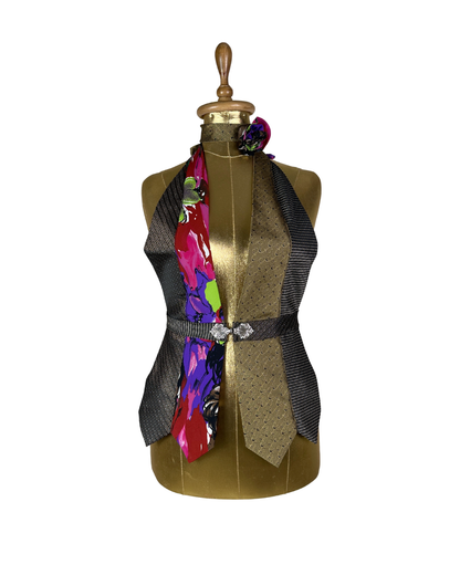 Handmade Upcycled Tie Vest Top with Choker