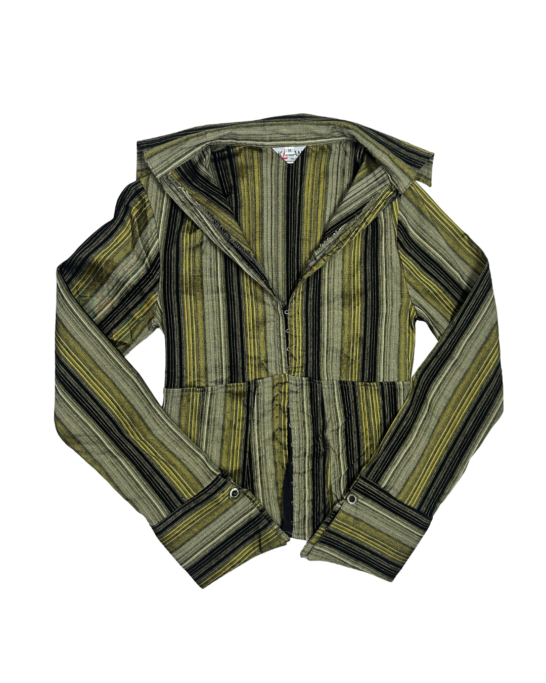 Y2K Striped Fish Hook Closure Women's Fitted shirt
