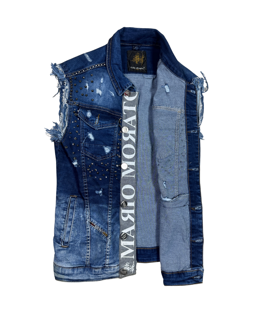 Vintage Mario Morato Studded Denim Vest with Raw Edges