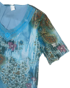 Y2K Abstract Floral Paisleyop with Embroidered Trim