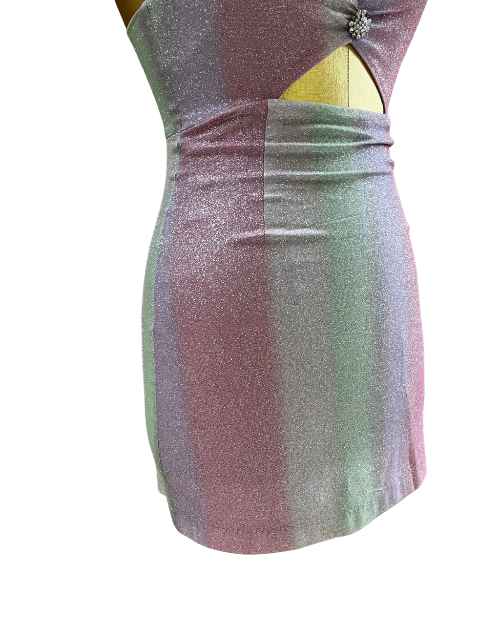 Pomelo Pastel Glitter Cut-Out Mini Dress - Small