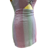Pomelo Pastel Glitter Cut-Out Mini Dress - Small
