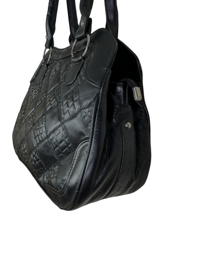 Vintage Black Quilted Genuine Leather Shoulder Bag