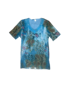 Y2K Abstract Floral Paisleyop with Embroidered Trim