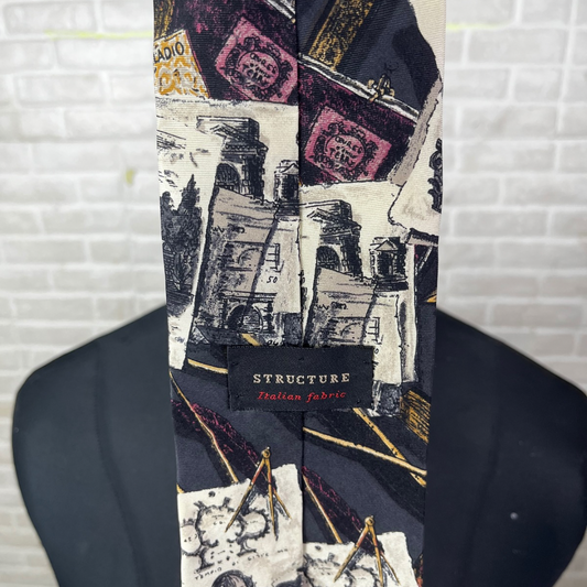 Structure Collage Print necktie 9.5 cm