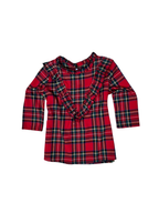 Vintage Red Tartan Plaid Ruffled Blouse - Small