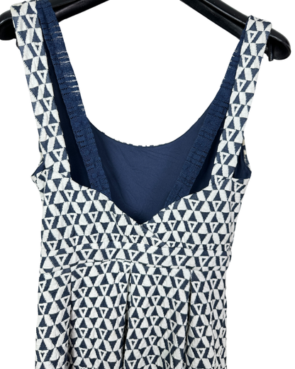 Geometric Fit-and-Flare Dress Small