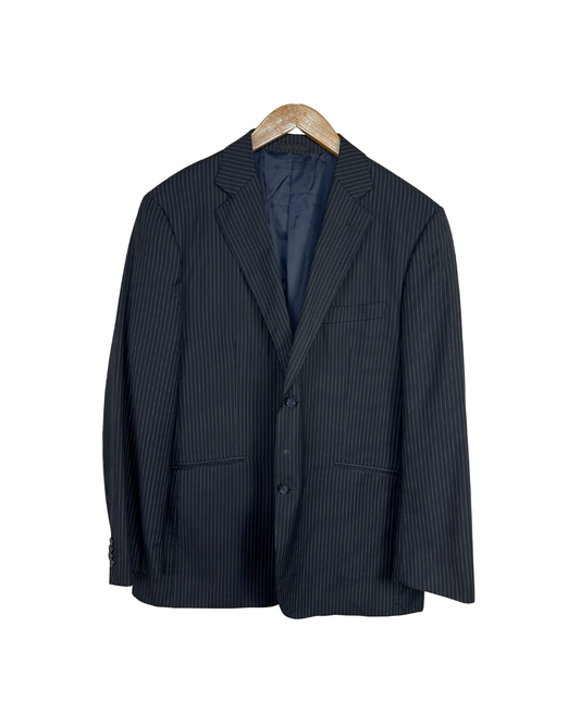 Angelo Benelli Pinstripe Wool Blend Blazer - Size 56