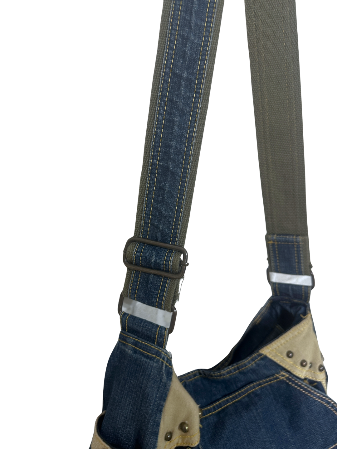 Y2K Grunge Denim Shoulder Bag with Grommet Details