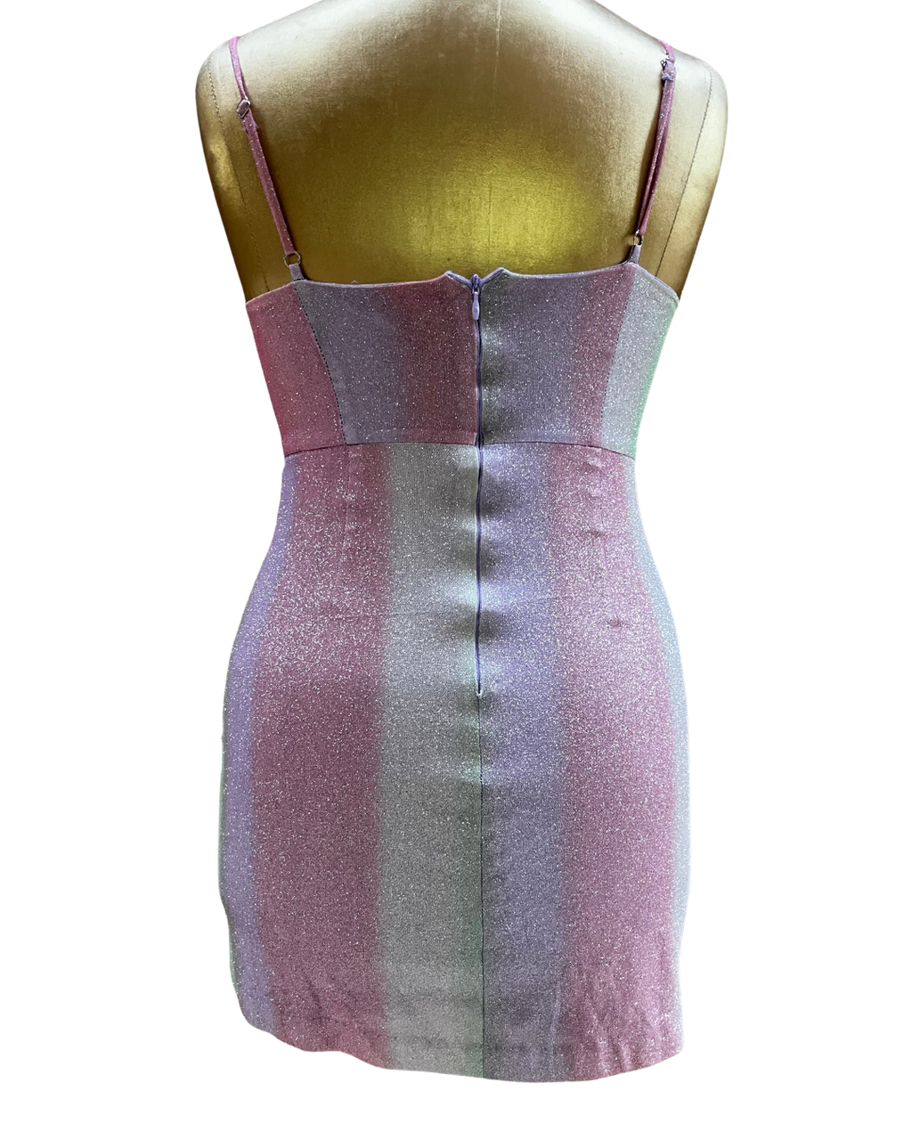Pomelo Pastel Glitter Cut-Out Mini Dress - Small