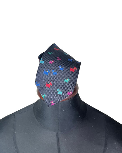 Dog pattern necktie 9 cm