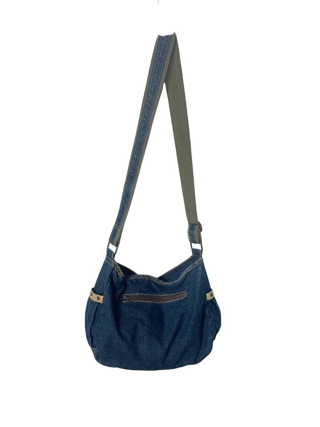 Y2K Grunge Denim Shoulder Bag with Grommet Details