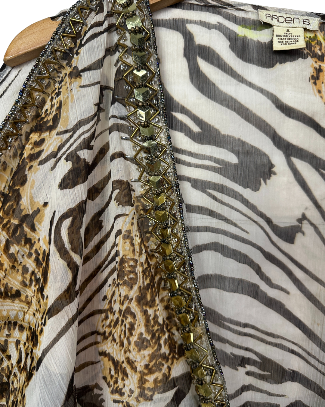 Arden B. Embellished Sheer Leopard Top