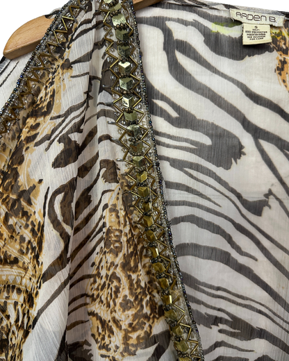 Arden B. Embellished Sheer Leopard Top