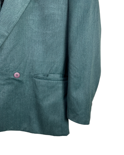 Vintage 90s Teal Green Double Breasted Blazer (Abstract Lining)