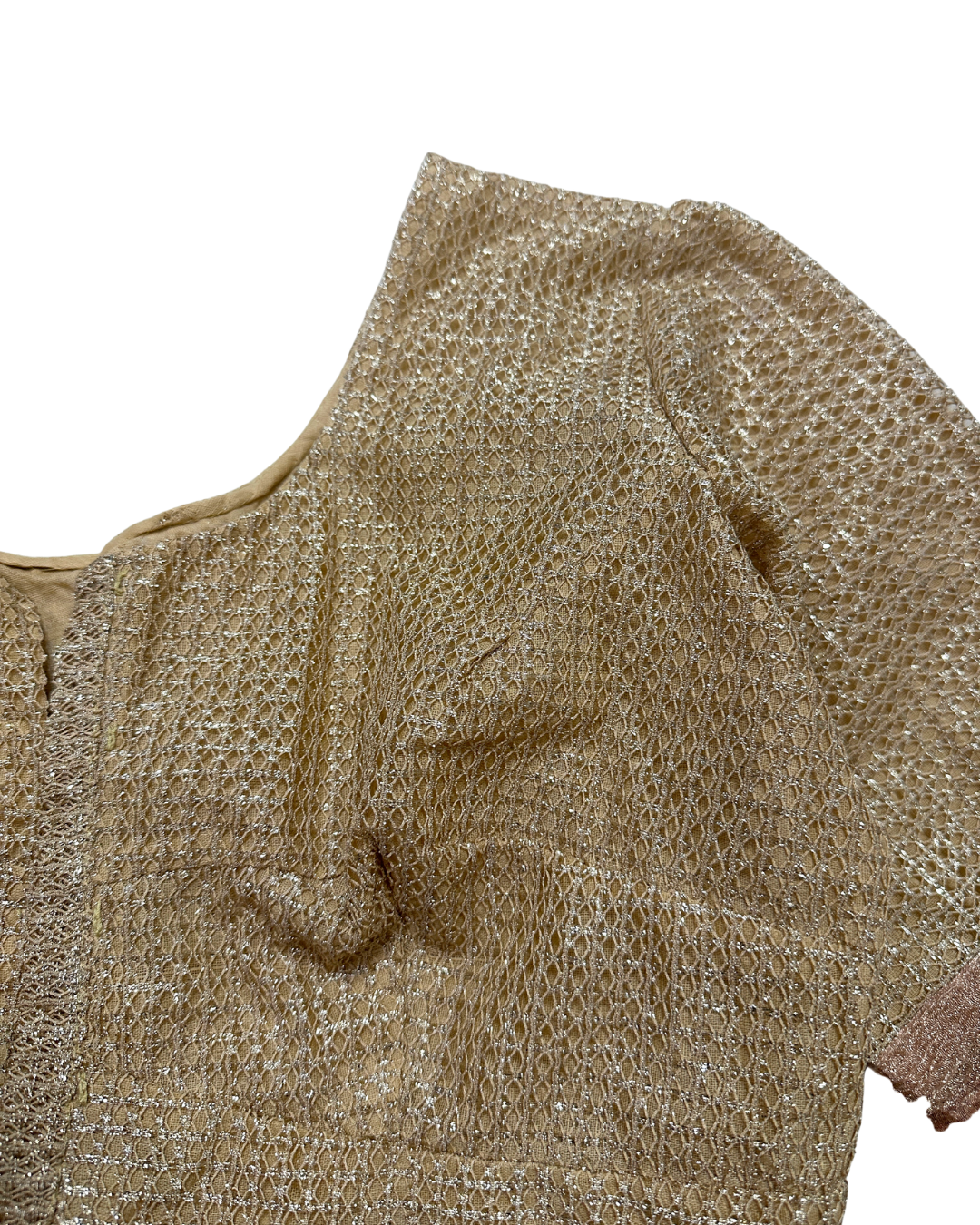 Gold Metallic Woven Saree Crop Blouse with Hook Closure