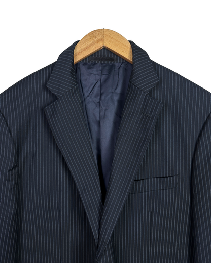 Angelo Benelli Pinstripe Wool Blend Blazer - Size 56