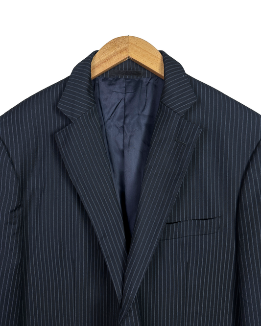 Angelo Benelli Pinstripe Wool Blend Blazer - Size 56