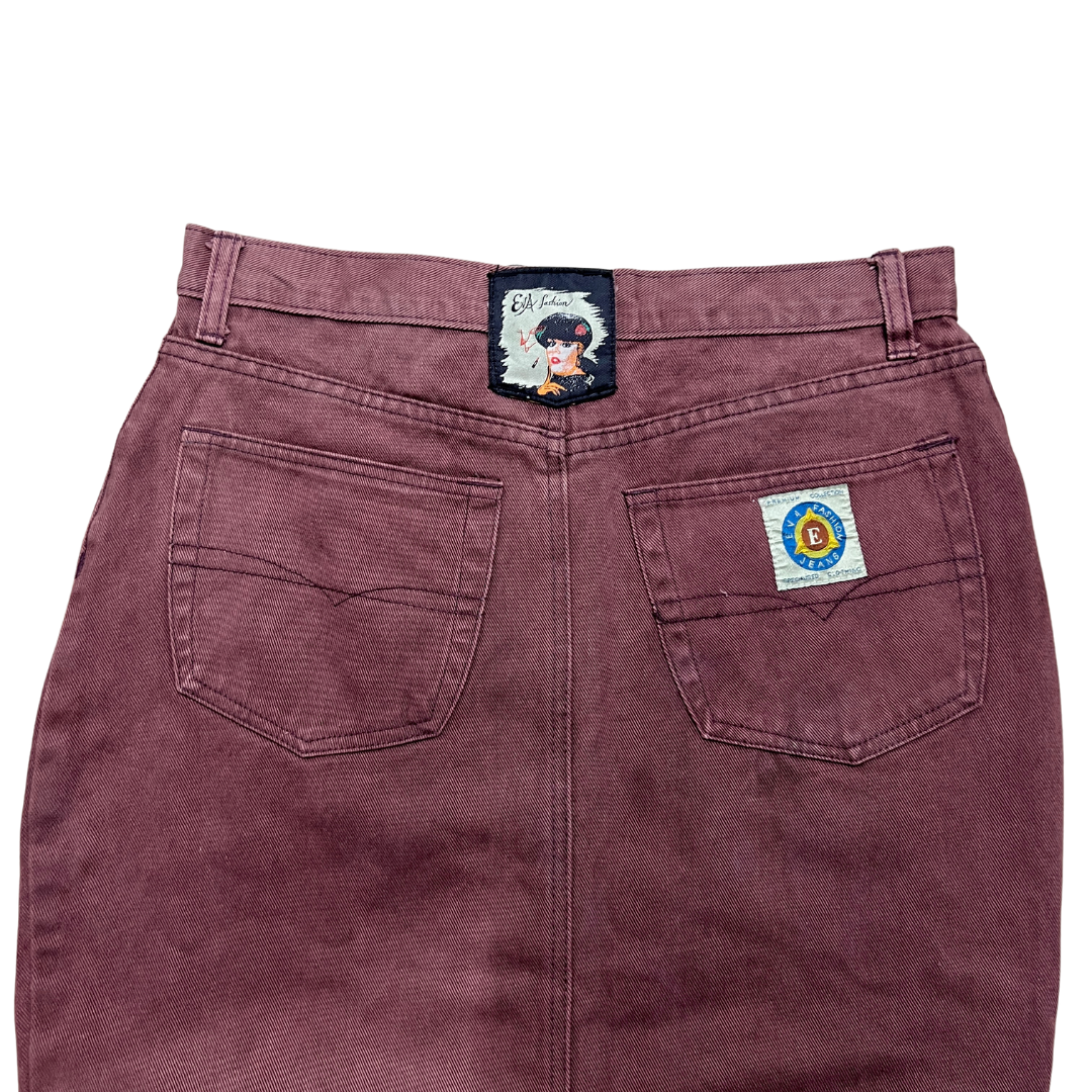 Eva Fashion Maroon Denim Skirt