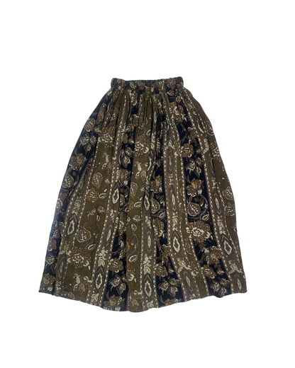 Vintage 90s Earthy Paisley Viscose Midi Skirt
