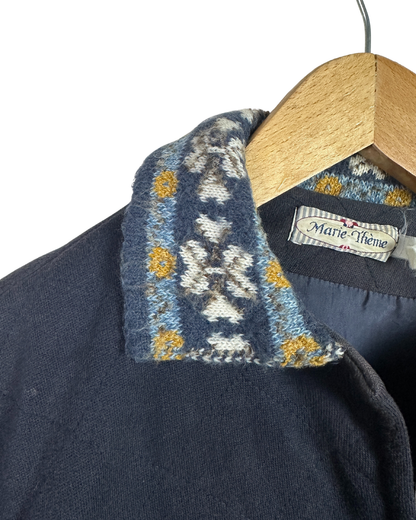 Vintage Marie-Thème Quilted Women's Jacket with Floral Knit Sleeves