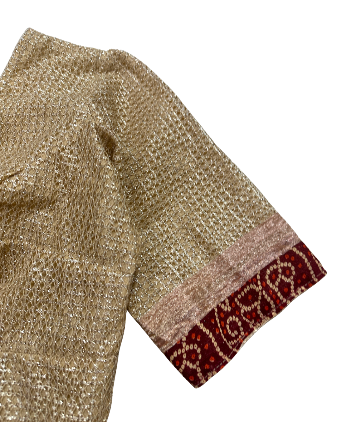 Gold Metallic Woven Saree Crop Blouse with Hook Closure
