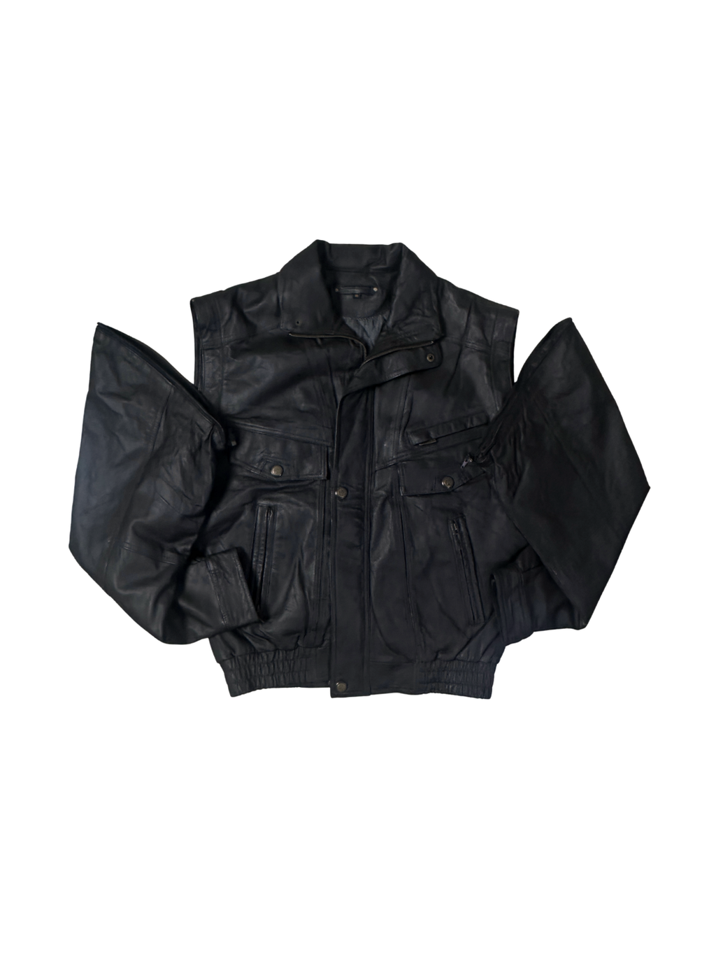 Vintage 80s/90s 2in1 Genuine Lambskin Leather Vest / Jacket with Detachable Sleeves