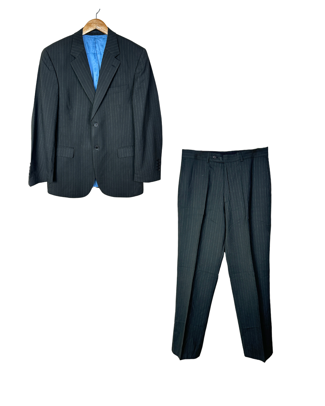 2000s Pierre Cardin Paris Pinstripe Wool Full Suit - Size 54