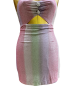 Pomelo Pastel Glitter Cut-Out Mini Dress - Small