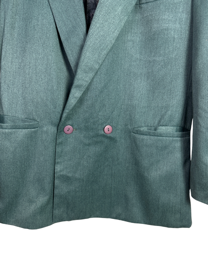 Vintage 90s Teal Green Double Breasted Blazer (Abstract Lining)