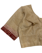 Gold Metallic Woven Saree Crop Blouse with Hook Closure