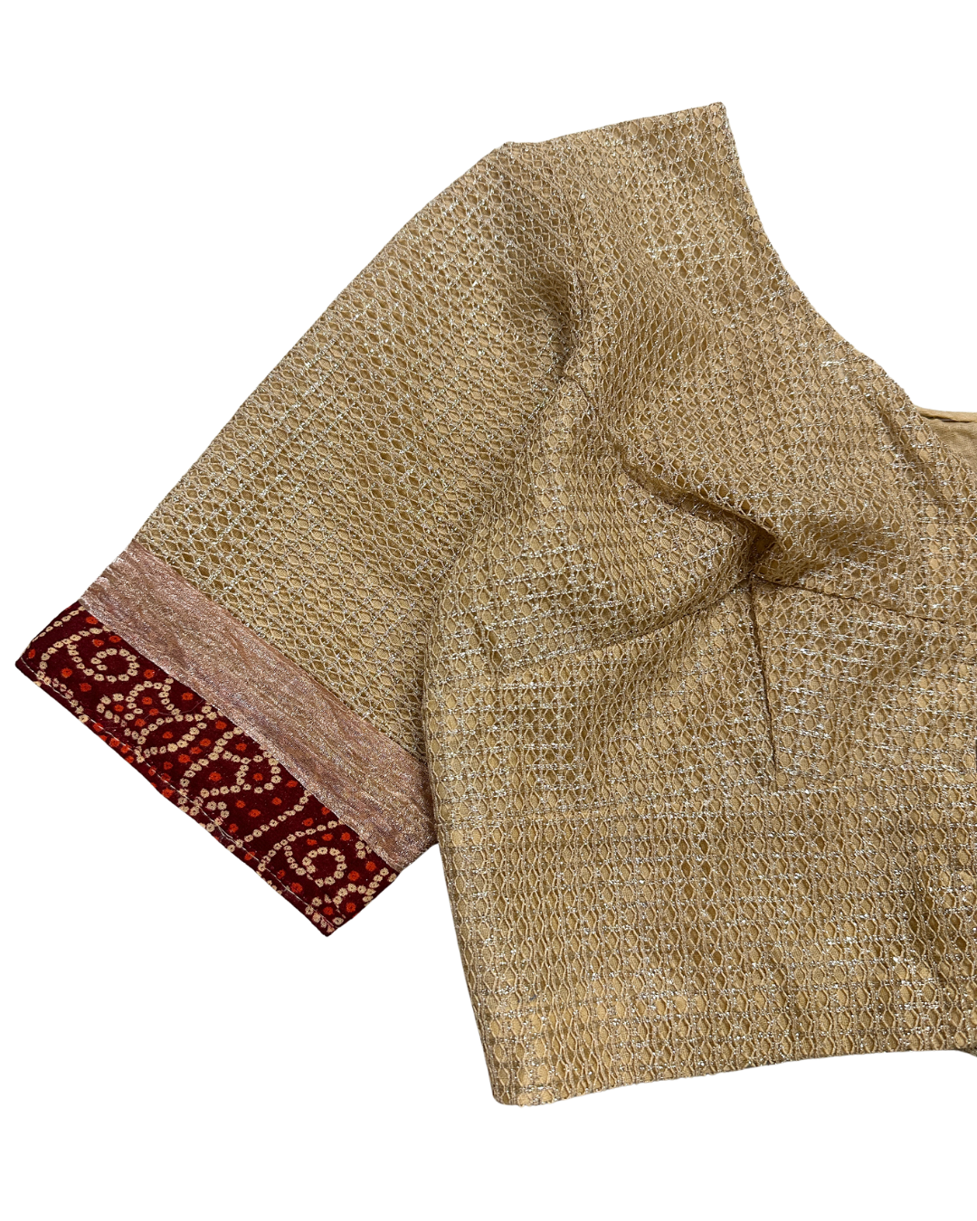Gold Metallic Woven Saree Crop Blouse with Hook Closure