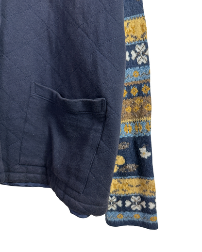 Vintage Marie-Thème Quilted Women's Jacket with Floral Knit Sleeves