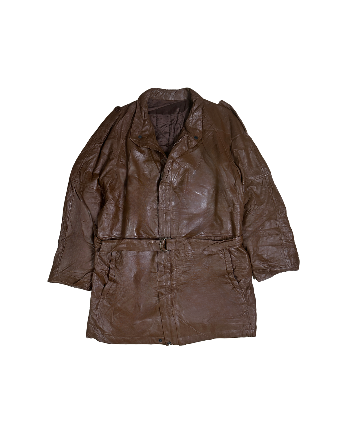 Vintage Genuine Leather Brown Coat