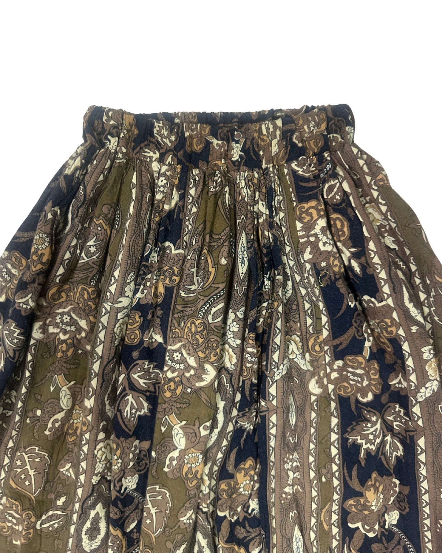 Vintage 90s Earthy Paisley Viscose Midi Skirt