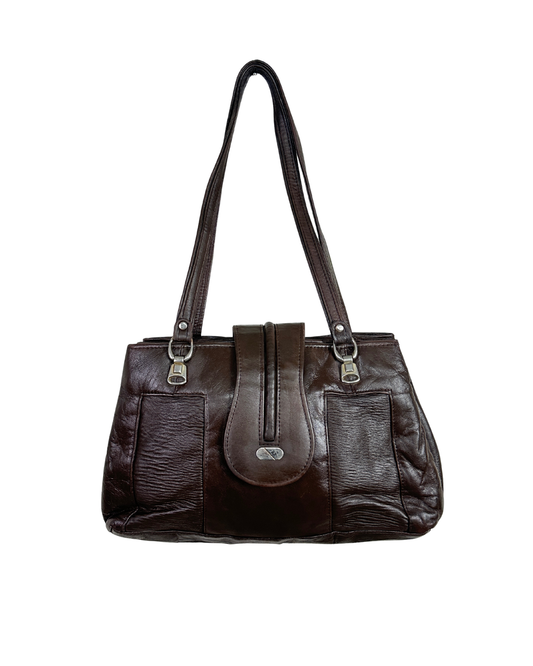 Vintage 90s Espresso Genuine Leather Shoulder Bag