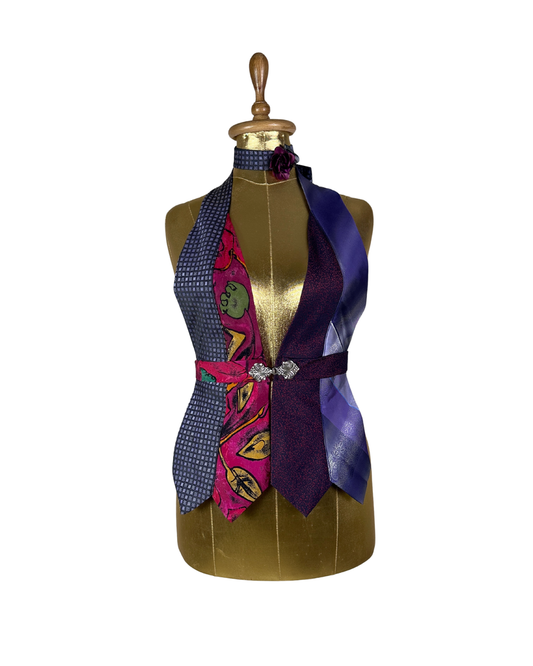 Handmade Upcycled Tie Vest Top with Choker