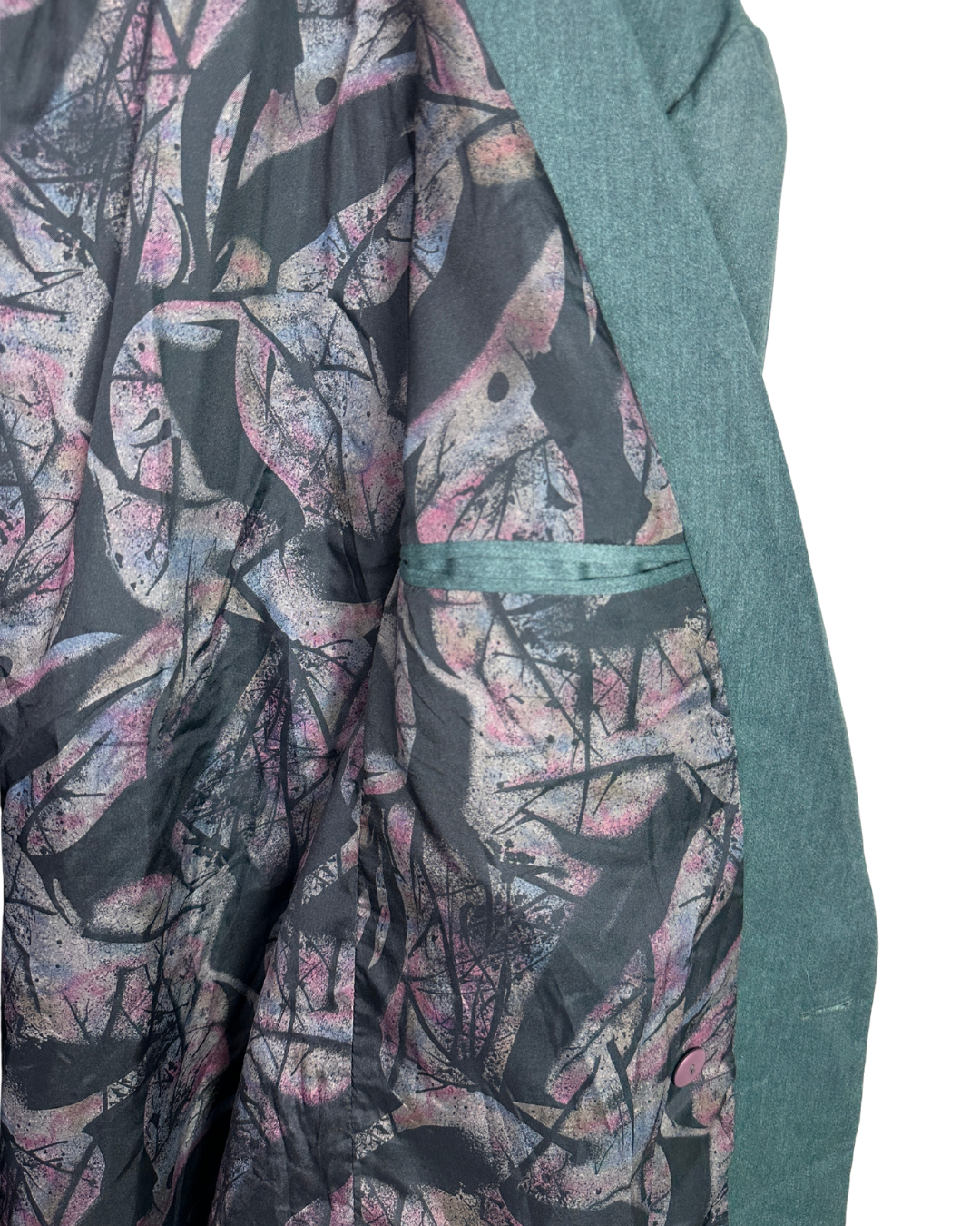 Vintage 90s Teal Green Double Breasted Blazer (Abstract Lining)