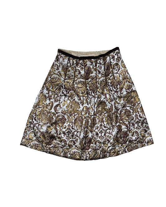 Vintage Schumacher Baroque Print Skirt With Sequins Detail