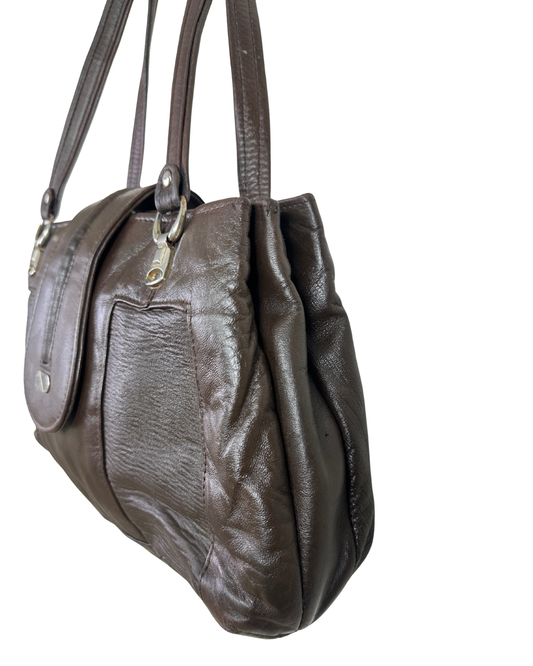 Vintage 90s Espresso Genuine Leather Shoulder Bag