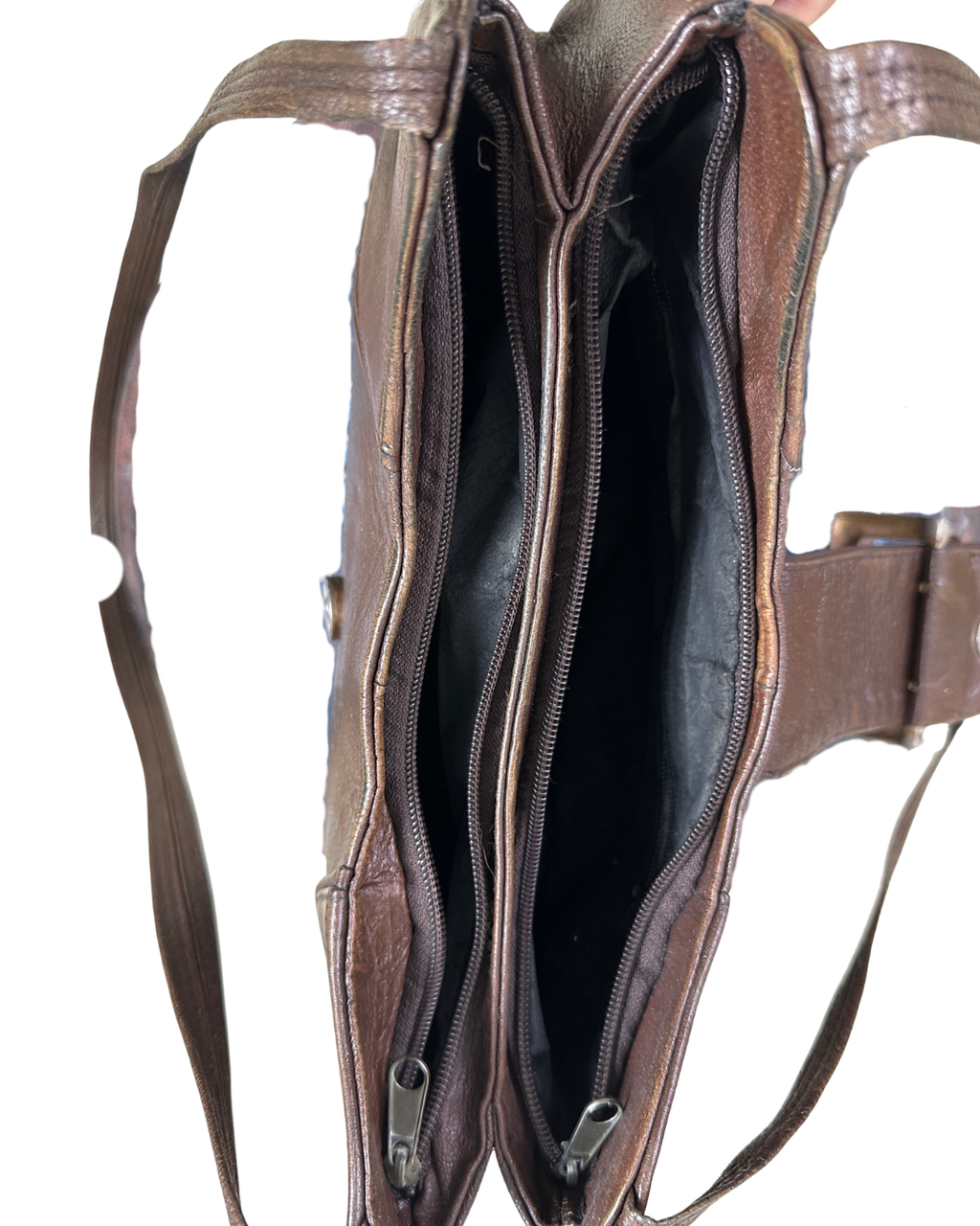 90s Style Chocolate Brown Genuine Leather Baguette Bag