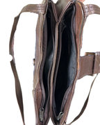 90s Style Chocolate Brown Genuine Leather Baguette Bag