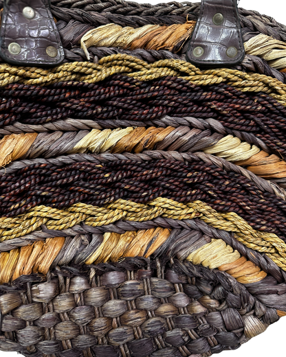 Handcrafted Woven Straw Tote Bag with Chain Handles