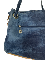 Sequined French Bulldog Large Denim Tote Bag