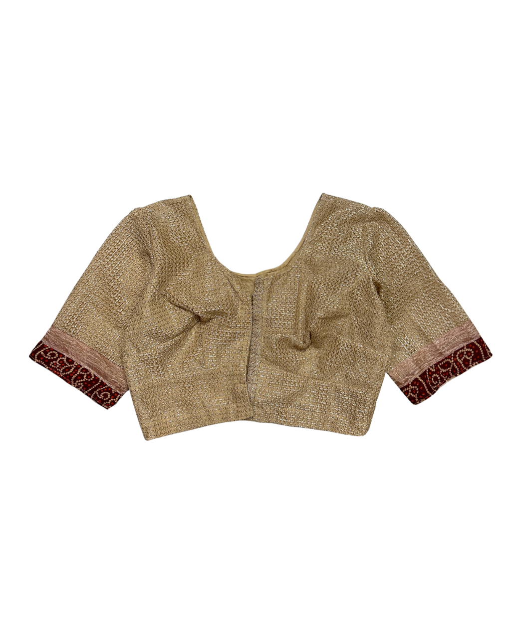 Gold Metallic Woven Saree Crop Blouse with Hook Closure